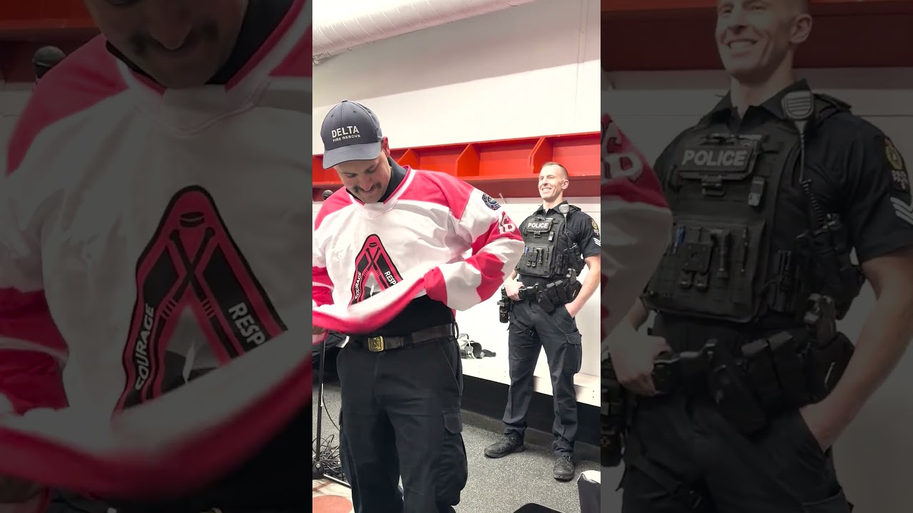 🏒 Jersey Reveal!🚨🔥 Police VS  Fire l Battle of the Badges #PinkShirtDay #hockey