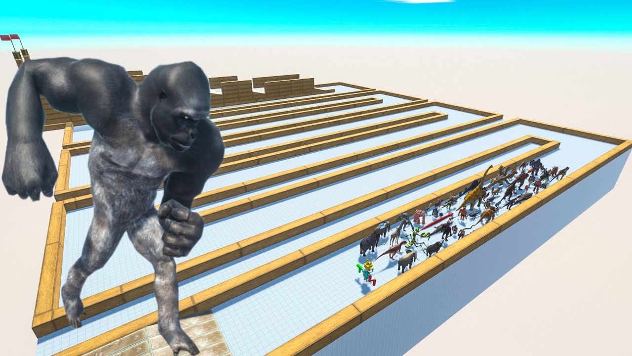 Escape From Knockout Artist Gorilla - Last Survivor - Zigzag Course | Animal Revolt Battle Simulator