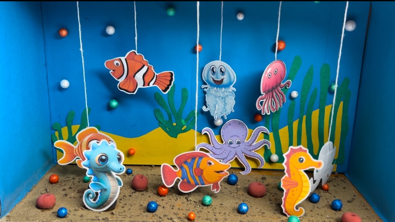 Aquarium for School Project || 3D CRAFT || How To Make an Aqarium Box | DIY art & craft videos