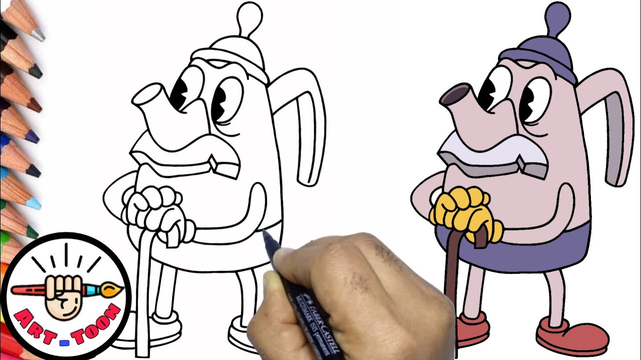 how to draw elder Kettle from Cuphead show Step by step easy