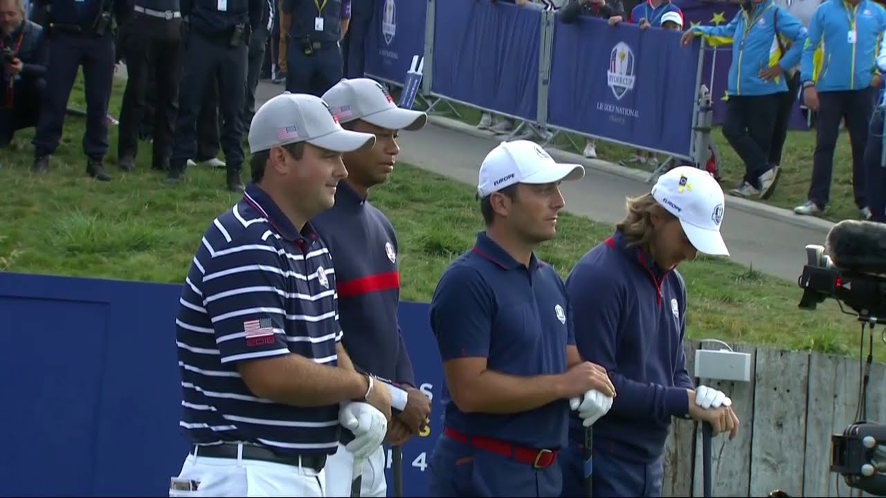 On the First Tee: Tiger Woods-Patrick Reed v. Francesco Molinari-Tommy Fleetwood | 2018 Ryder Cup