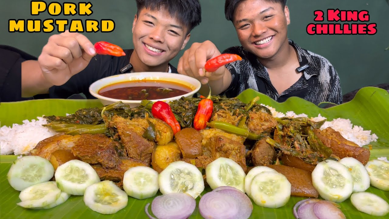 OKSA GA HANGGAMGA THONGBA MUKBANG🔥🔥🔥|| pork with mustard leaves mukbang  #mukbang #pork #porkcurry