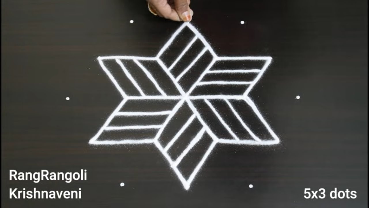 Dhanurmasam Sankranthi Muggulu🌷5x3 dots Pongal Kolam🌷Daily Rangoli🌷RangRangoli Krishnaveni