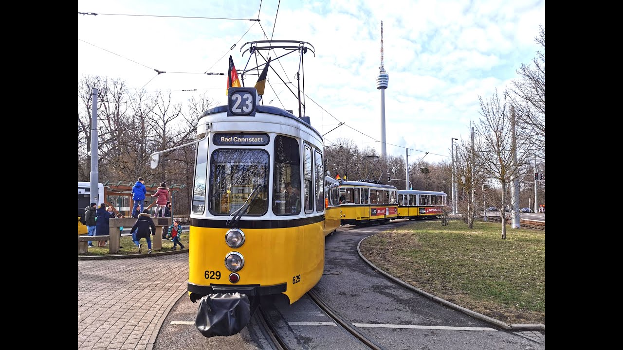 Zweizugbetrieb auf Linie 23 | Stuttgarter Historische Straßenbahnen | SHB | SSB | GT4 | T2