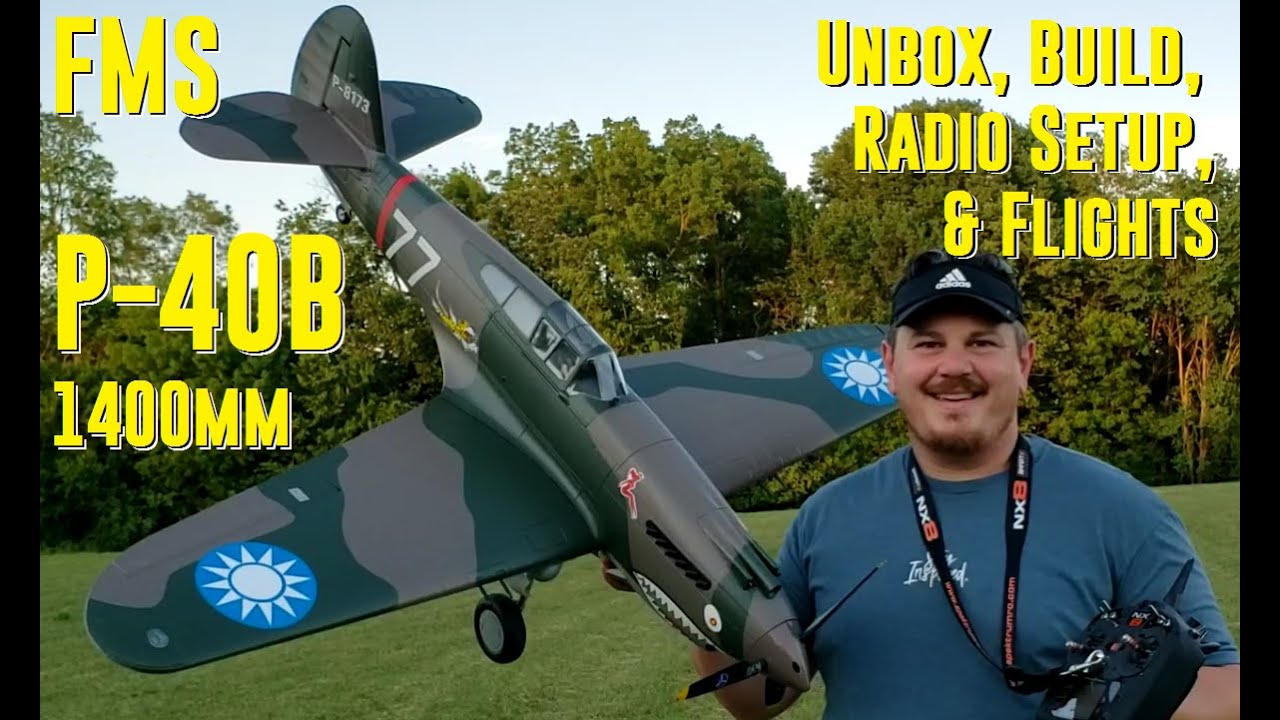 FMS - P-40B - 1.4m - Unbox, Build, Radio Setup, & Flights