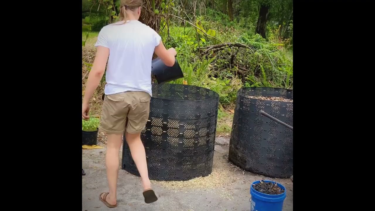 Making GeoBin compost using waste leaves