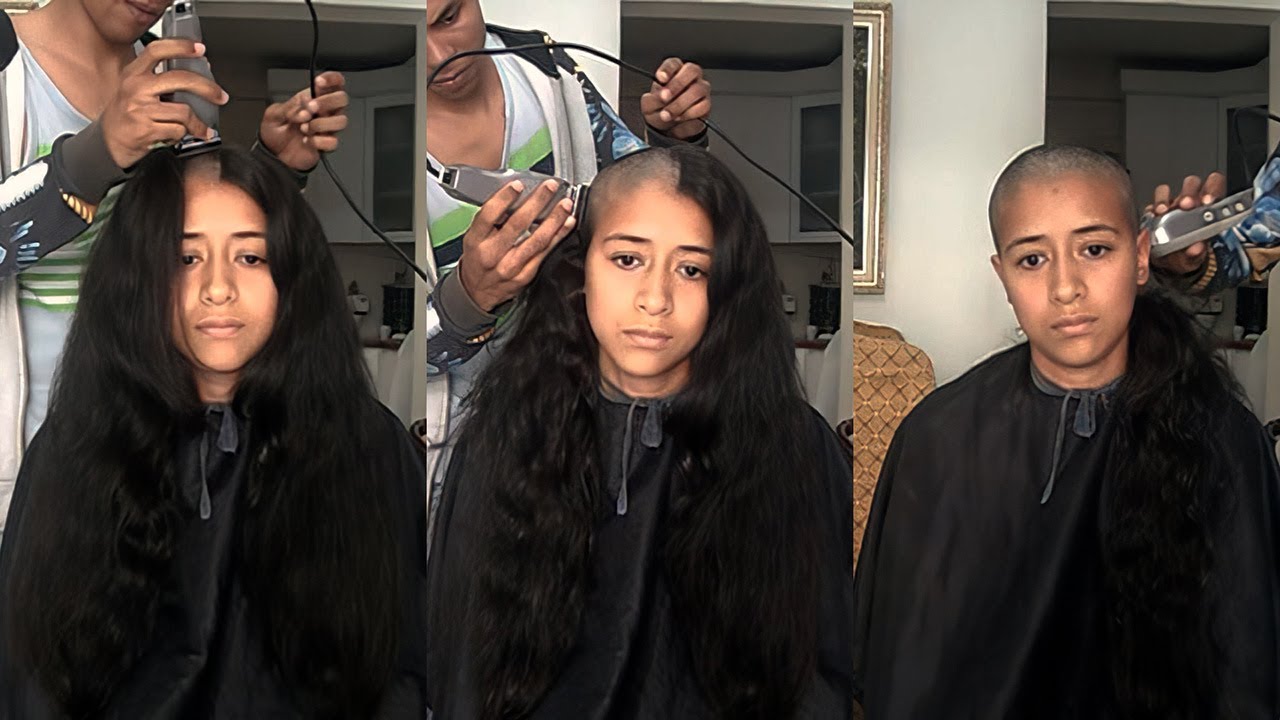Thick Hip Length Hair Shaved Bald (1080p Remaster and 3 Cameras Edit)