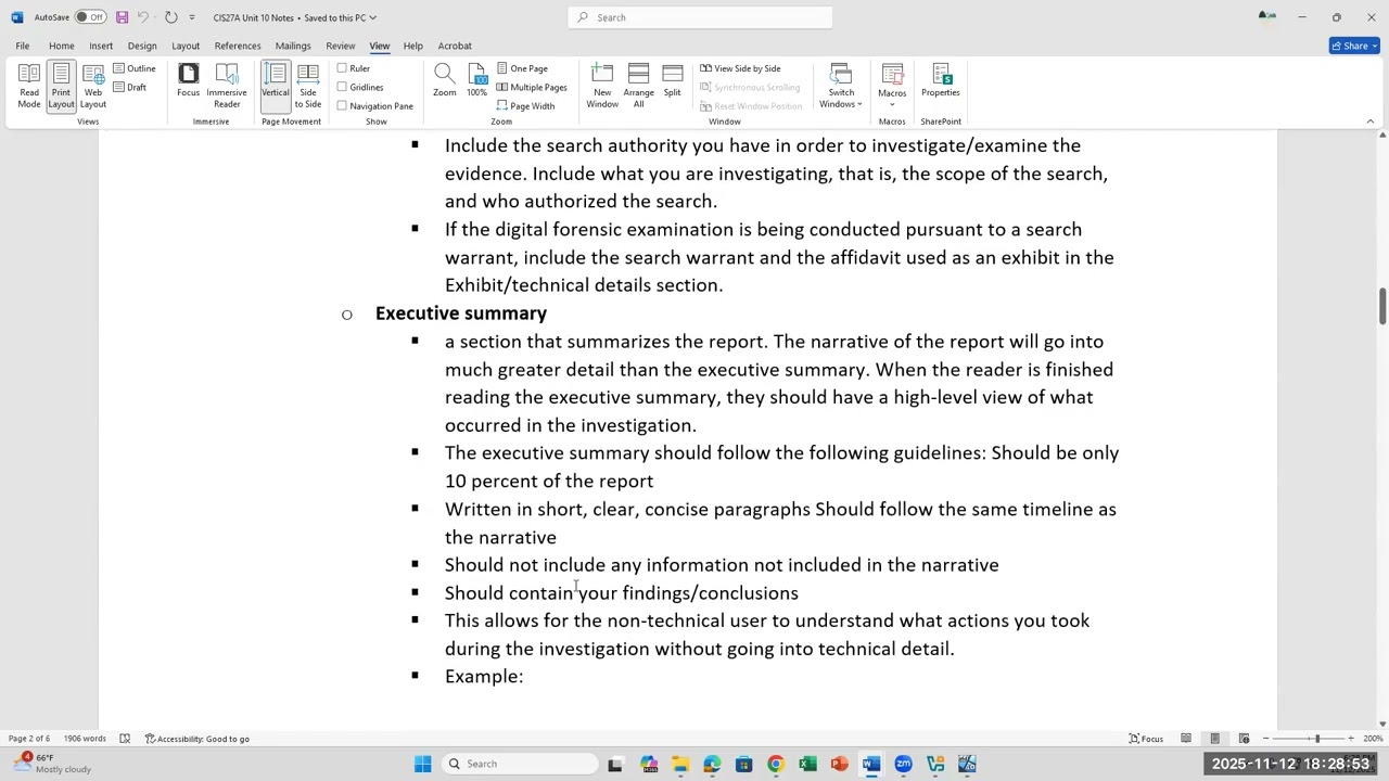CIS-27A Unit 10 Lecture: Writing report for digital forensic investigation