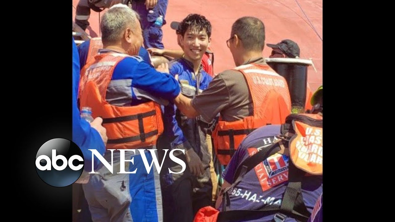 Trapped crew members rescued from capsized cargo ship l ABC News