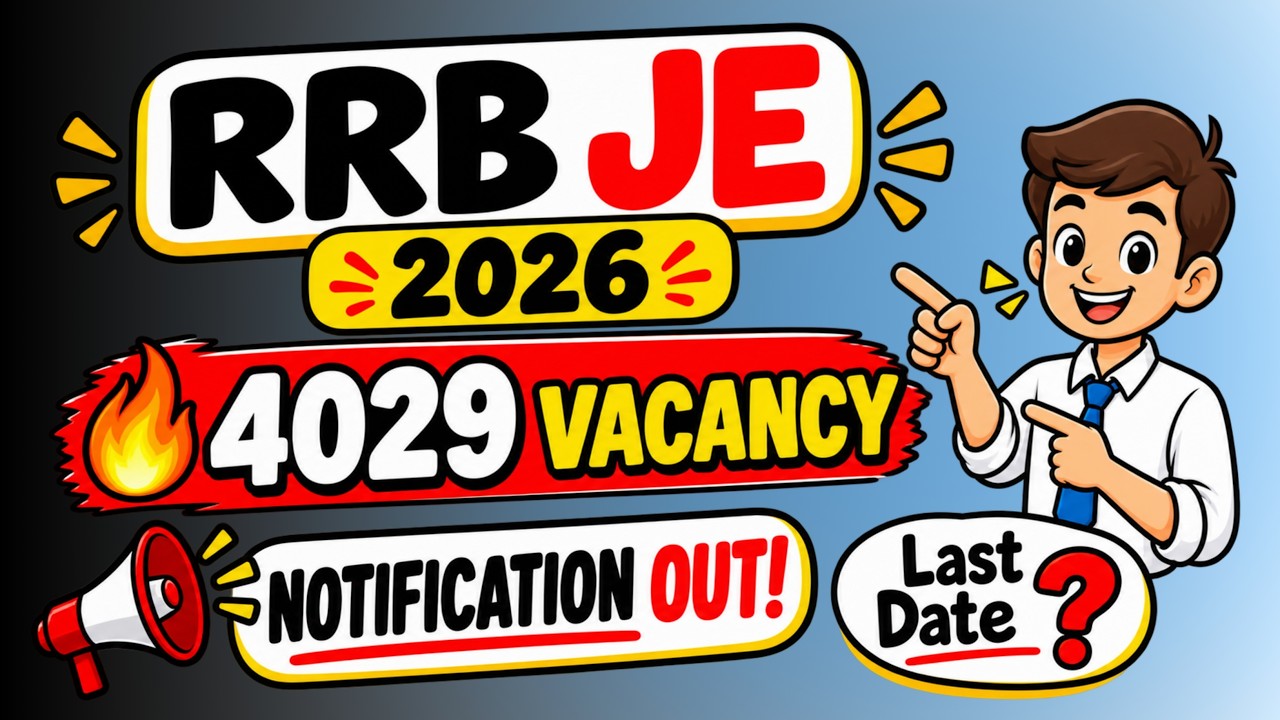 RRB JE Recruitment 2026, 4029 Vacancy | Notification Out | Apply Online| Last Date | Eligibility