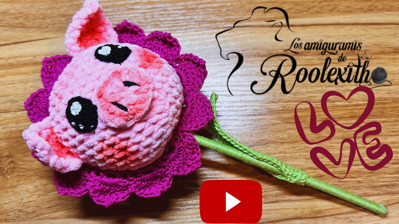 flor cerdito tejida a crochet/ los amigurumis de Roolexitho