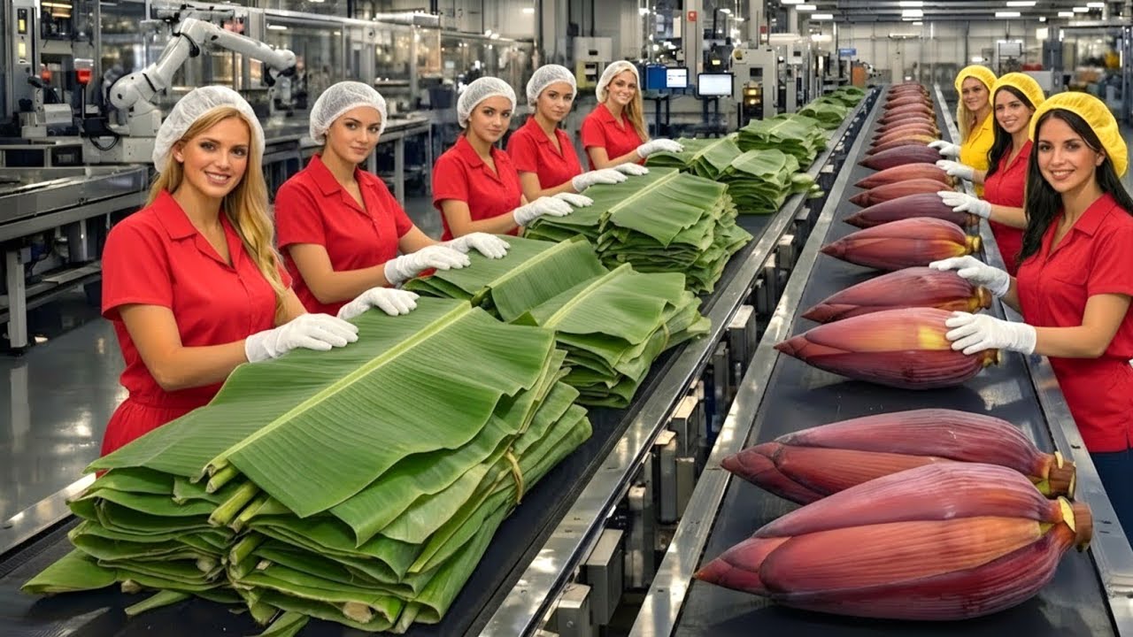 Inside a Rustic Banana Blossom Processing Factory &mdash; Amazing Food Production Line (Full Process)