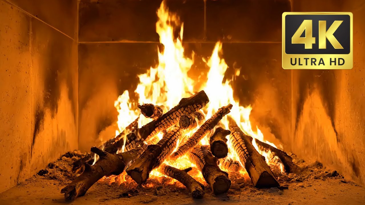 | 4K | 2 H | Sandstone Hearth Fireplace | No Music | Pure Crackling ASMR | ULTRA Natural Brown Noise