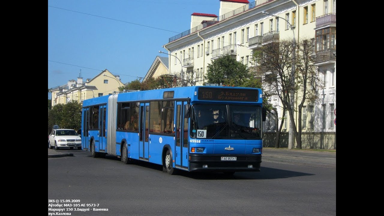 Автобус Минска МАЗ-105,гос.№ АЕ 9573-7, марш.107 (15.08.2018)