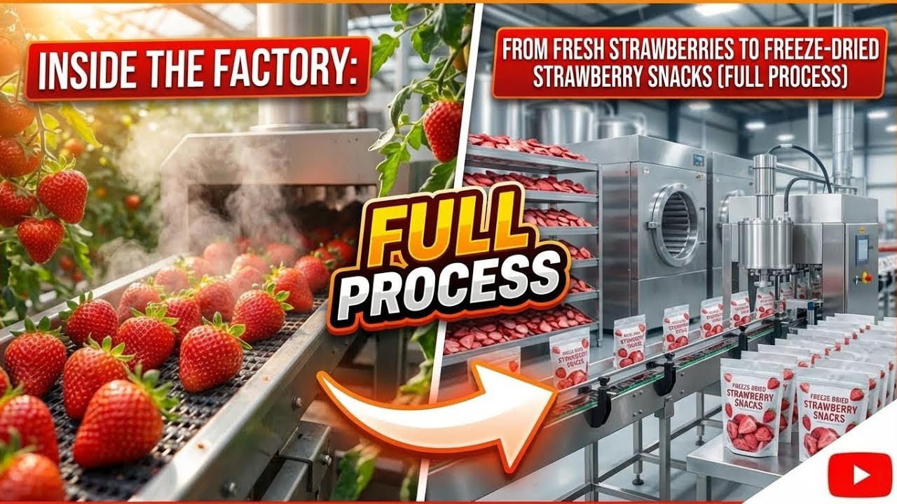 Inside the Factory: From Fresh Strawberries to Freeze-Dried Strawberry Snacks (Full Process)