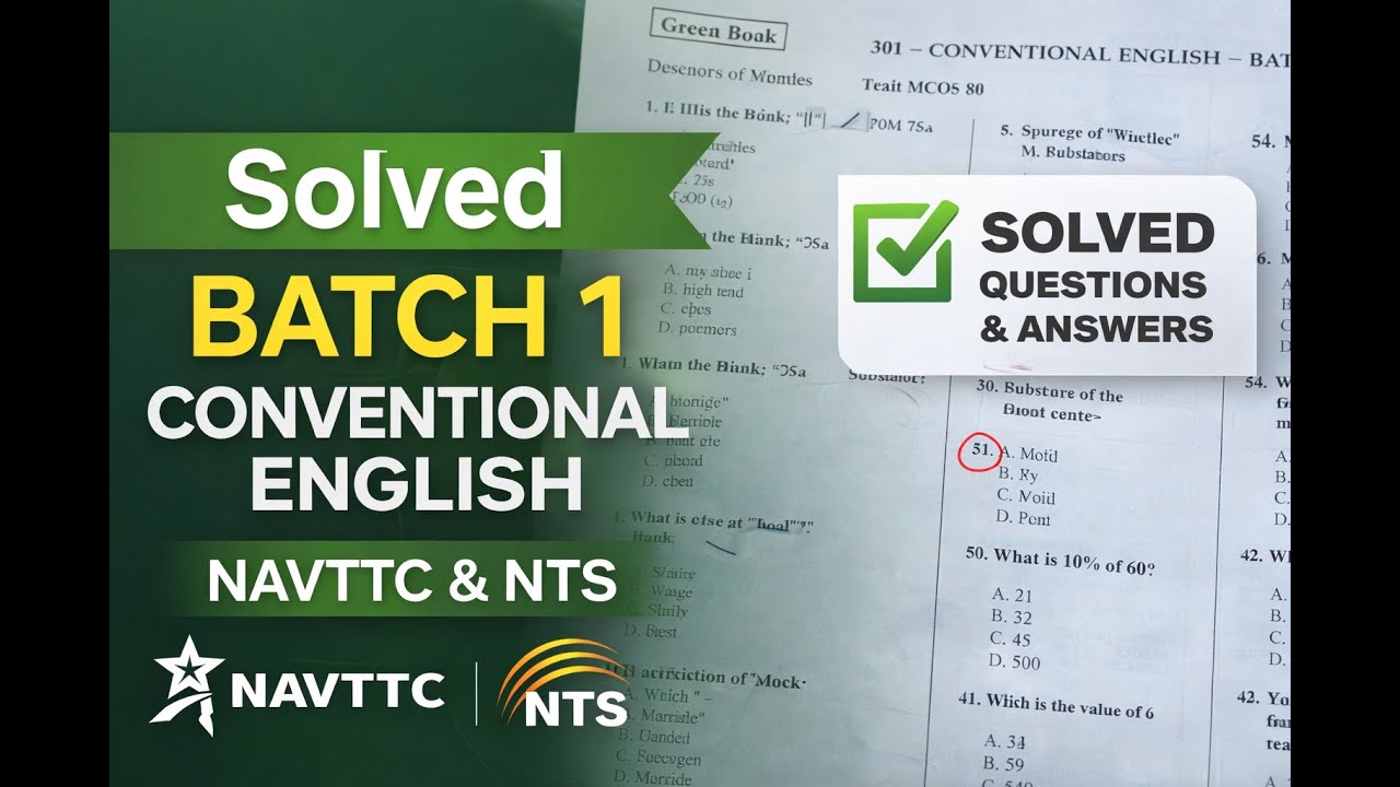 NTS NAVTTC | Solved Batch 1 Conventional English | New Paper Pattern Guide