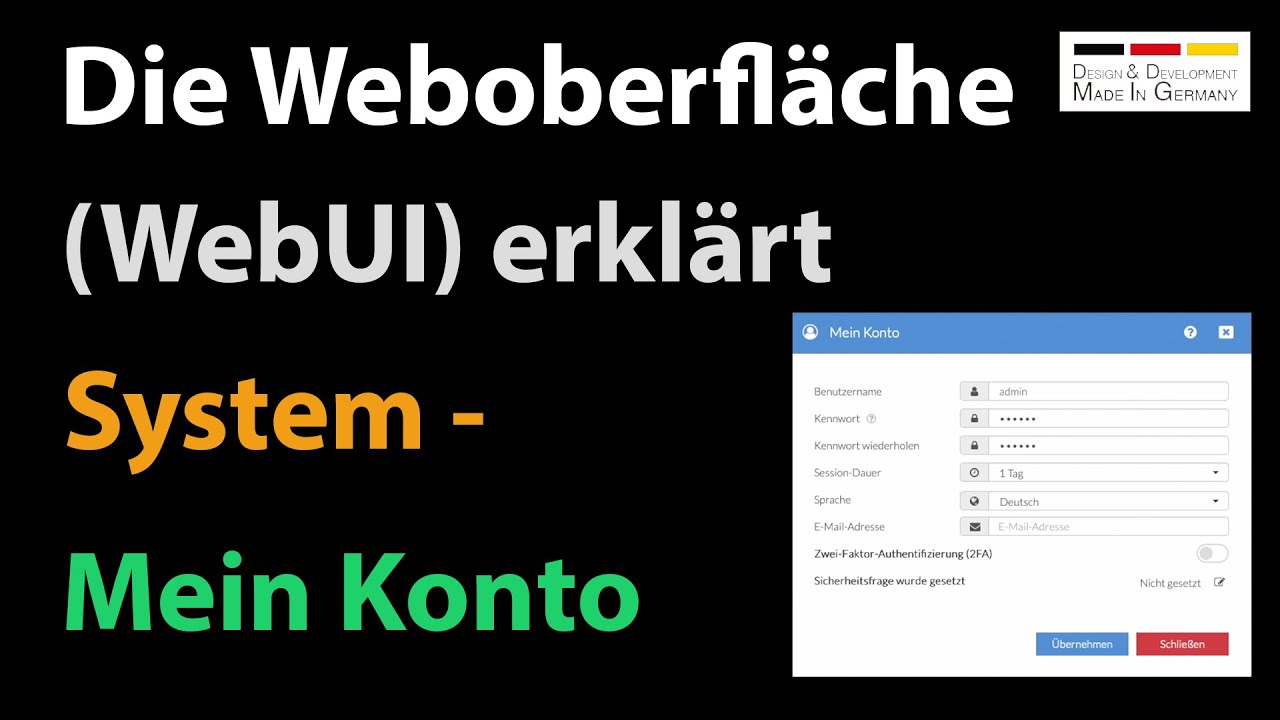 System - Mein Konto / Anleitung zur Weboberfl&auml;che einer INSTAR 2K+ / 4K &Uuml;berwachungskamera
