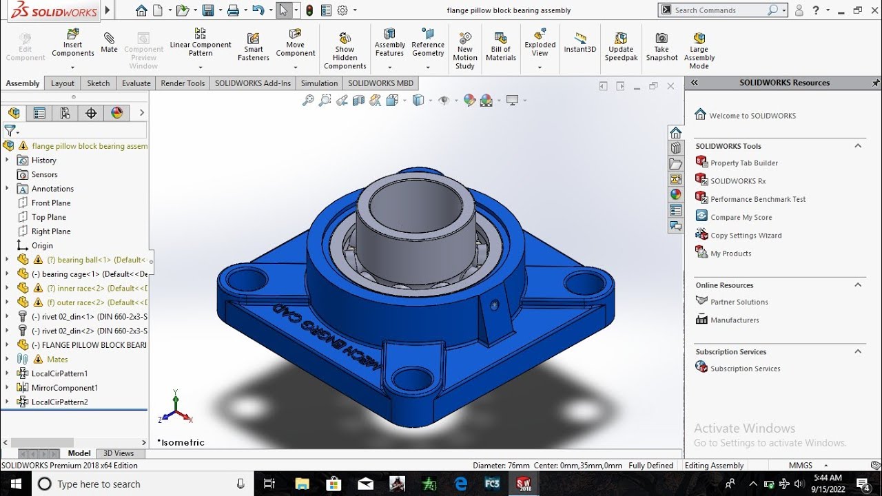 Solidworks Tutorial - Model a flange pillow block bearing