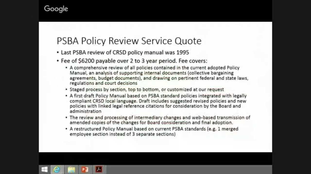 Board Policy Committee Meeting, October 15, 2015