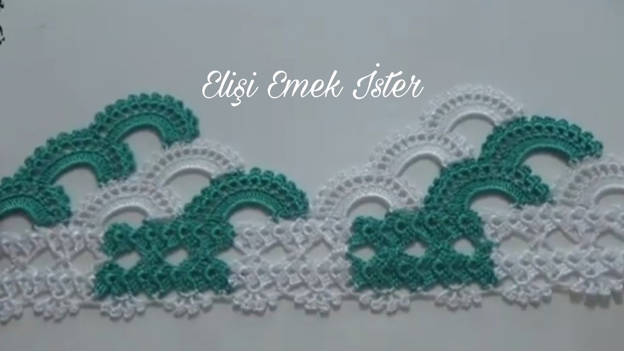 Baharın Gelişini Müjdeleyen Tığ işi Çeyizlik  Ak Yeşilli Havlu Kenarı Modelim 124 #knitting