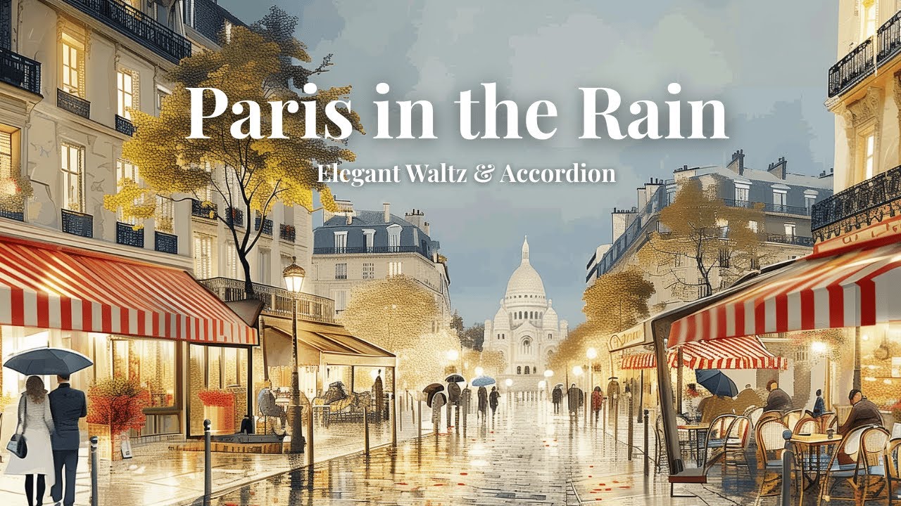 𝐏𝐀𝐑𝐈𝐒 𝐂𝐀𝐅𝐄́ ☔️ Paris in the Rain — Soft French Waltz for Study & Sleep [2 HOURS]