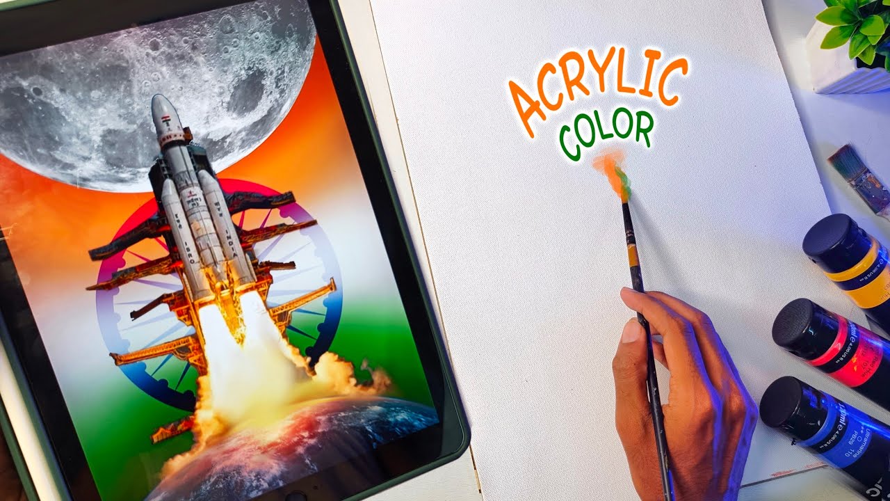 Drawing Chandrayan 3 with ACRYLIC COLOR / INDEPENDENCE DAY SPECIAL / Detail Tutorial EP-01