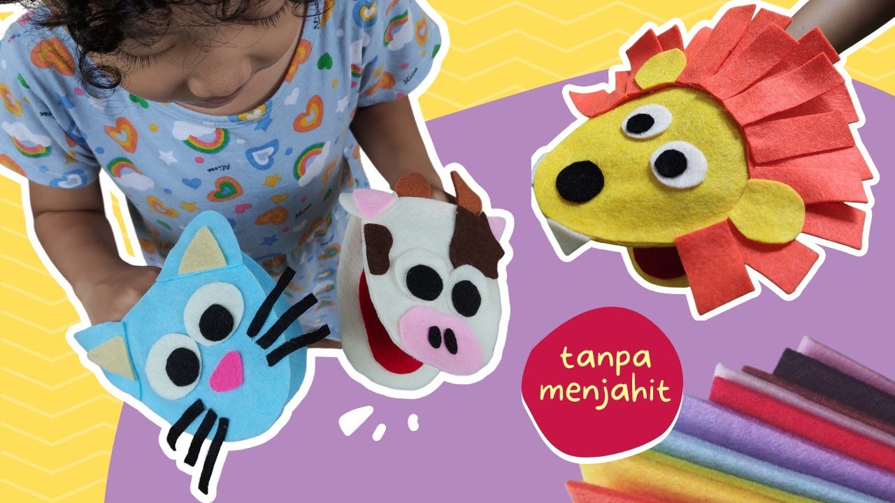 Cara Membuat BONEKA TANGAN dari FLANEL Tanpa Menjahit 😸🐮