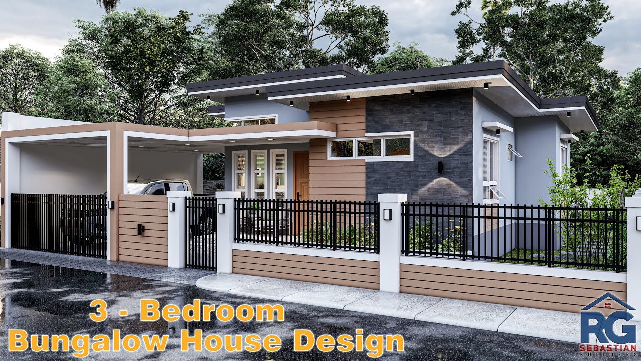 3 Bedroom Bungalow House Design with floor plan