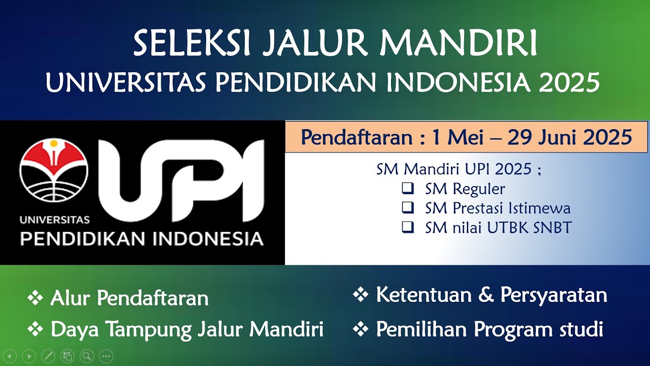 SELEKSI JALUR MANDIRI UPI 2025