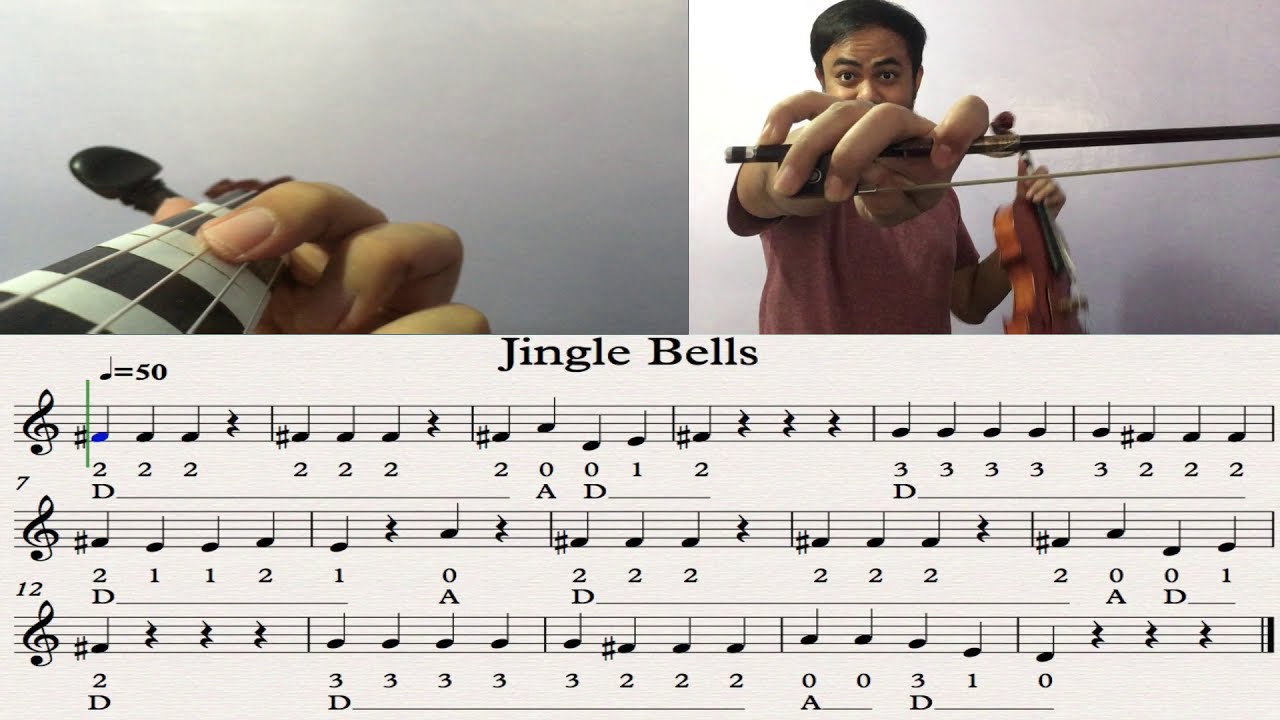 Jingle Bells - Violin. ESSENTIAL ELEMENTS FOR STRING VIOLIN BOOK 1 NO 38  with bow (Arco)