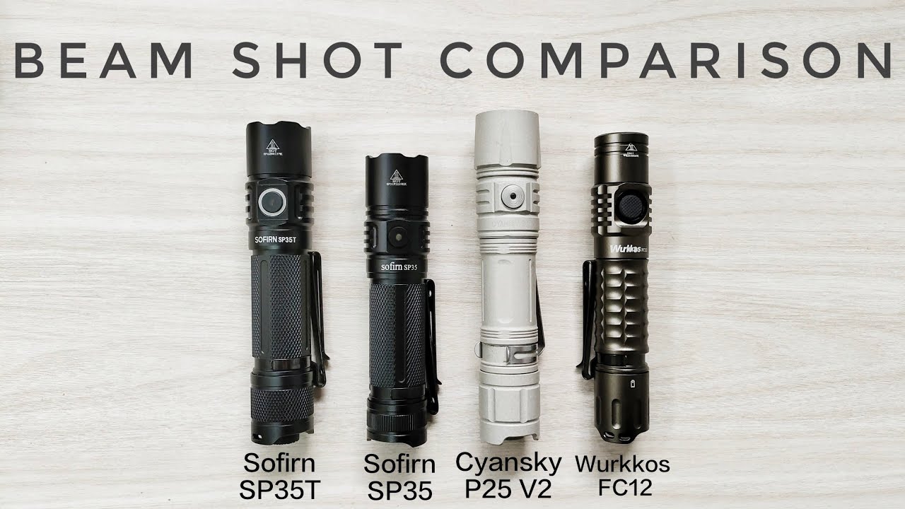 Beam Shot Comparison: Sofirn SP35T vs SP35 vs Cyansky P25 V2 vs Wurkkos FC12