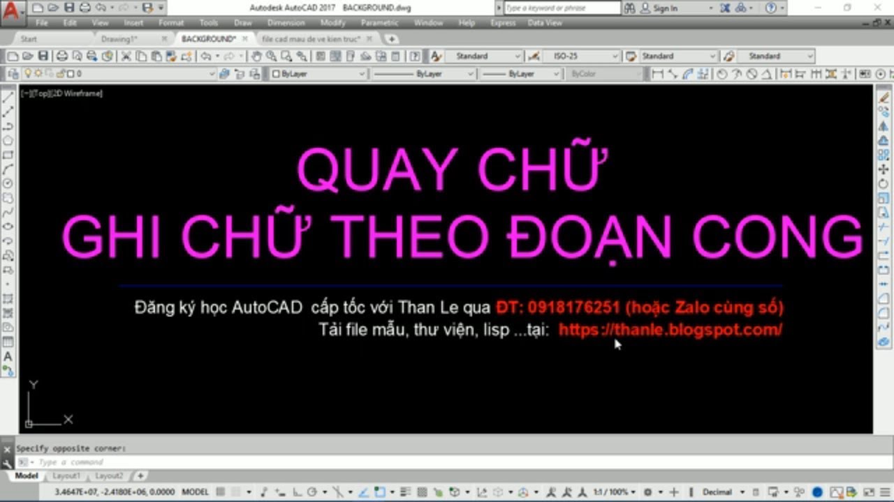 QUAY CHỮ - VIẾT CHỮ THEO CUNG TRÒN TRONG AUTOCAD