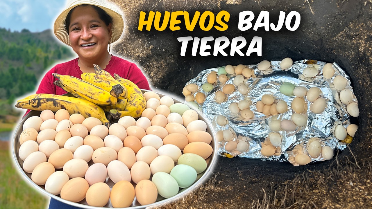 Probando el método más raro para cocinar huevos bajo tierra.