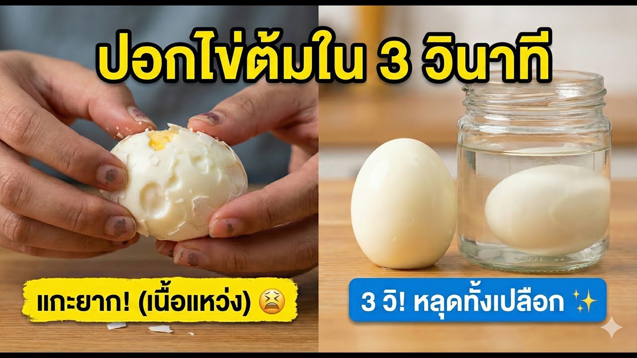 ปอกไข่ต้มใน 3 วินาที! 🥚 เปลือกหลุดร่อน ไม่ติดเนื้อ (ง่ายจนงง)