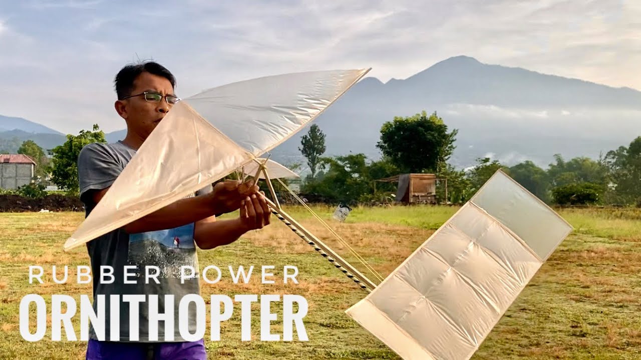 LARGEST RUBBER BAND POWERED FLYING BIRD ORNITHOPTER MECHANISM Build And Fly