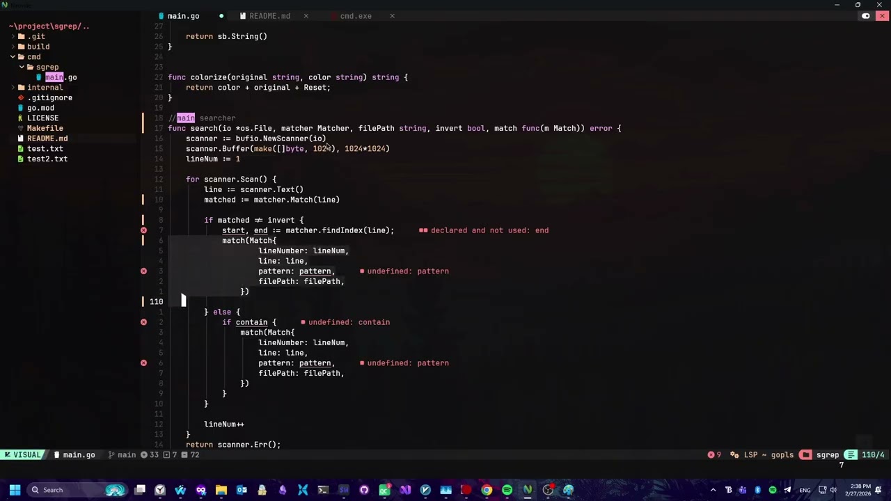 learning go and writing grep [day 3]