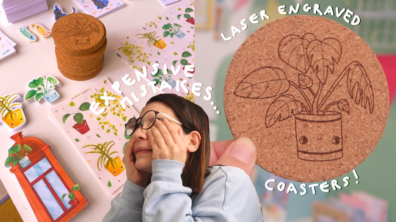 Customizing coasters with Laser! ✨ Patreon EXPENSIVE mistake... I messed up / ARTIST STUDIO VLOG