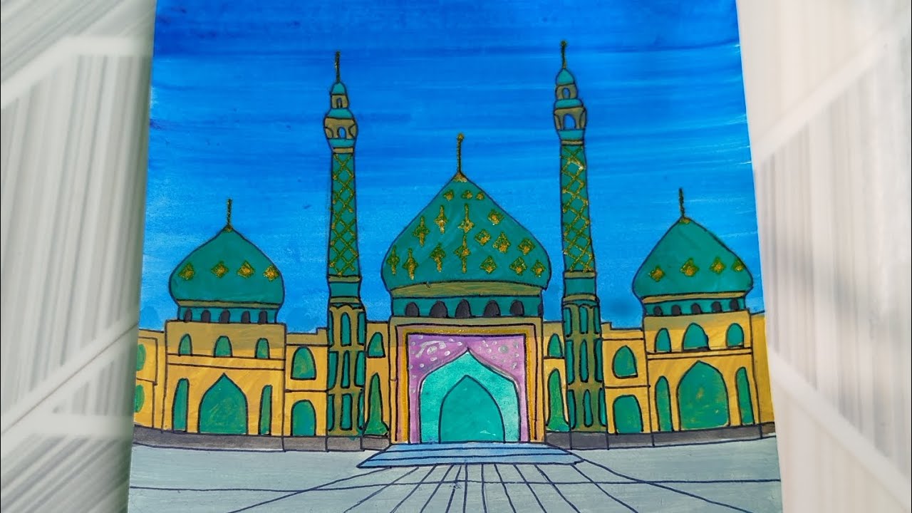 Beautiful Jamakaran Mosque of Iraq 🇮🇶 painting 🕌 How to paint a mosque easily 🕌