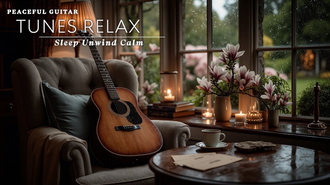 Расслабляющая гитарная музыка для сна и отдыха ~ Мягкие акустические струны в дождливый день