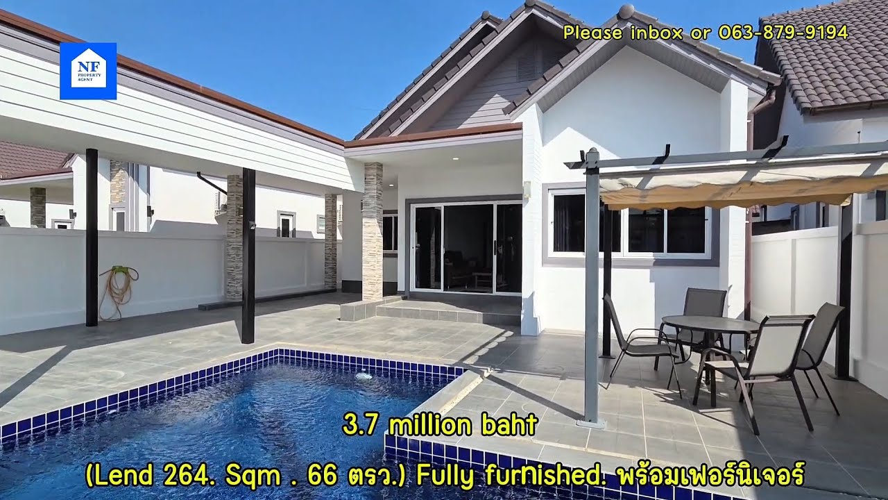 This beautiful residence  3.7 million baht, and it includes a swimming pool and furnishings. Huahin 
