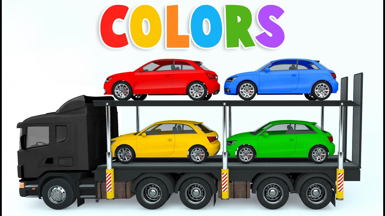 Colors for Children with Car Transporter Car Toys - Colours for Kids