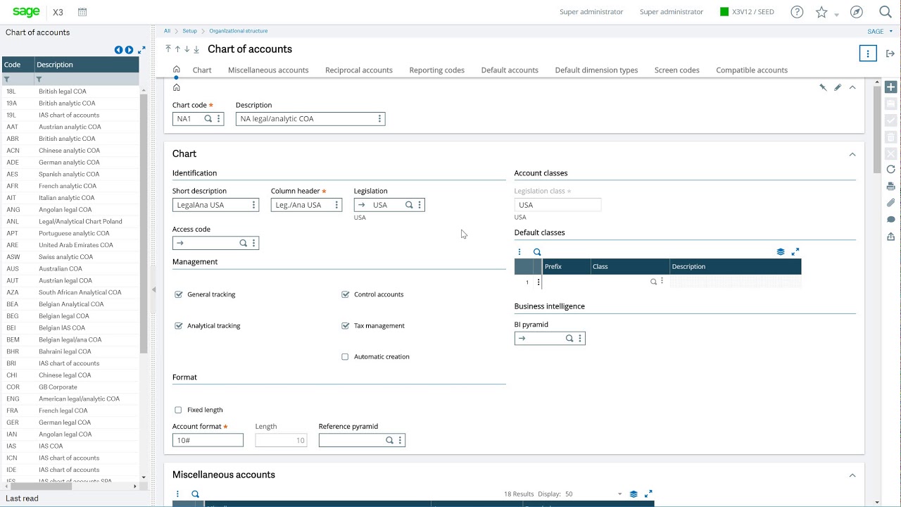 How to setup chart of account   Sage X3