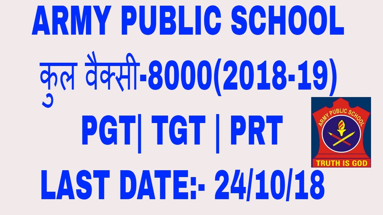Army Public School Recruitment 2018-2019 | APS 8000 Vacancies |  APS  PGT, TGT, PRT 2018
