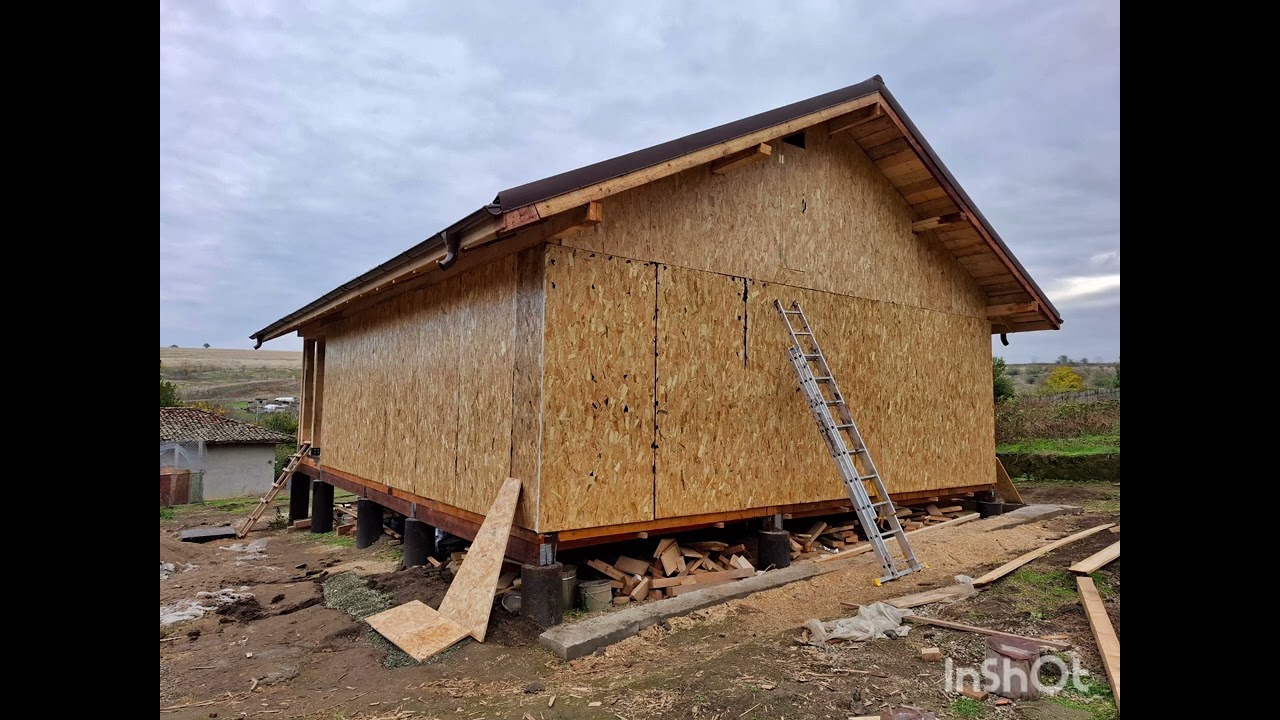 Casa pe piloni - instalarea osb - ului la exterior