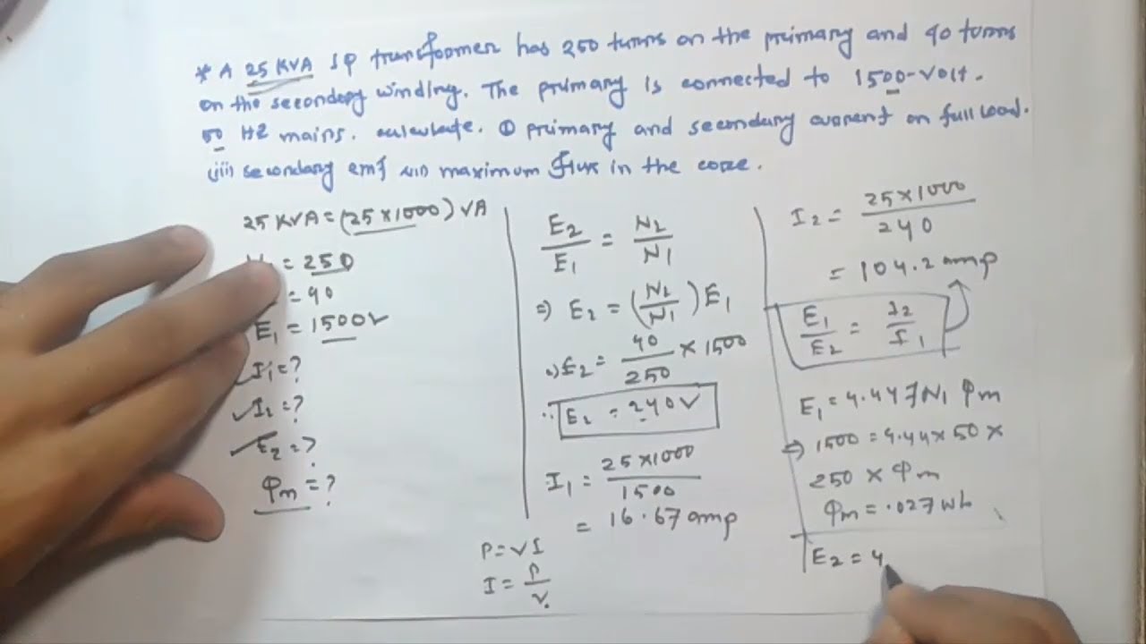 Transformer math problems 1 || Bangla || Electrical Machine 1