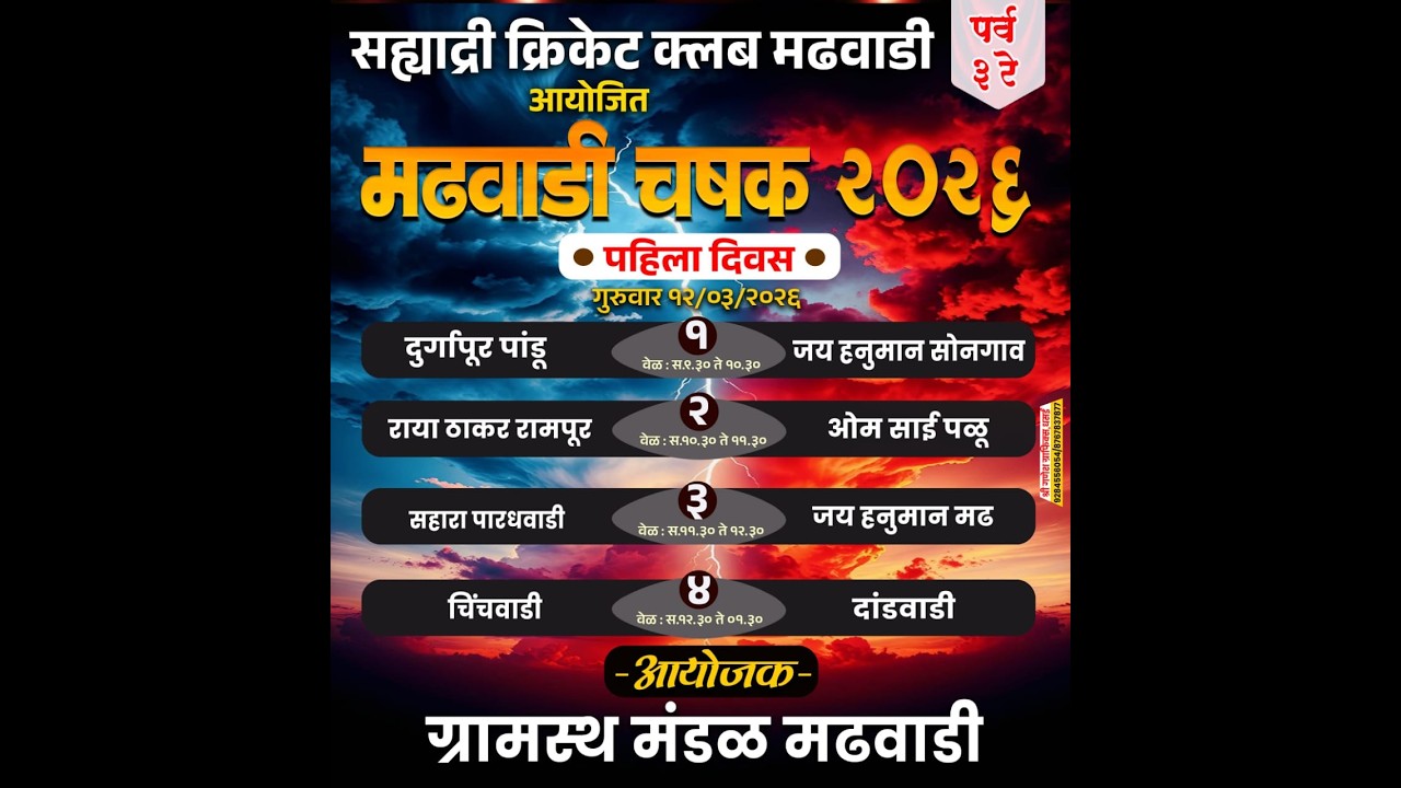 // DAY 1 // सह्याद्री स्पोर्ट्स क्लब मढवाडी आयोजित - मढवाडी चषक -२०२६