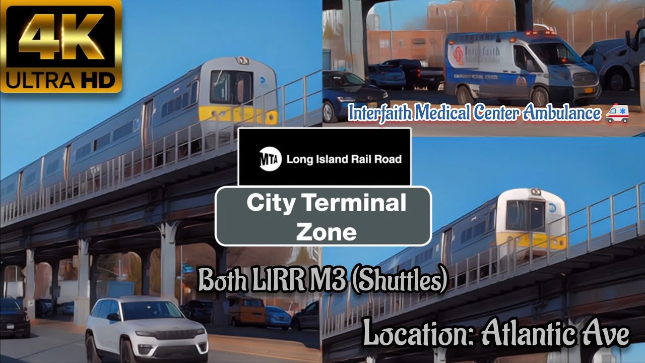 Two LlRR M3 Shuttles Heading to Jamaica (Street Level at Atlantic Ave) I.M.C Responding Code 3