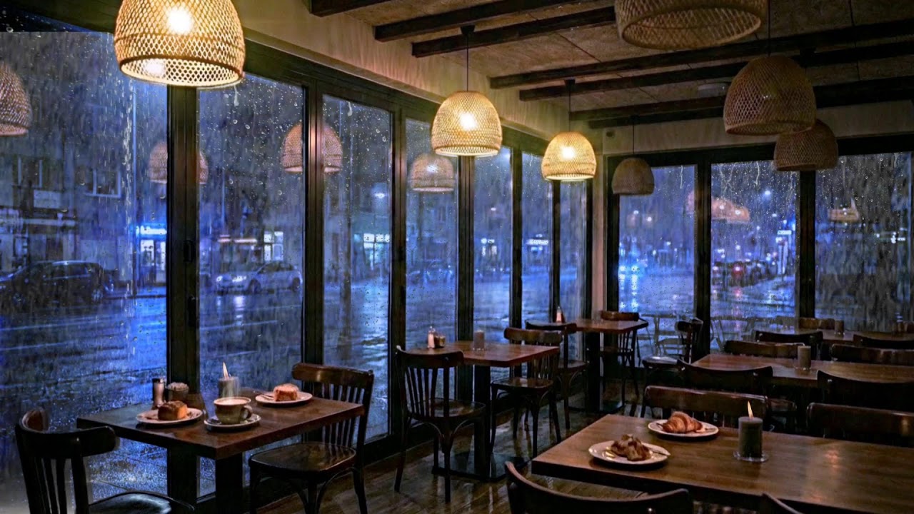 Rain & Jazz Piano in a Coffee Shop 🌧️🎹 Calm Ambience for Focus, Sleep & Relaxation