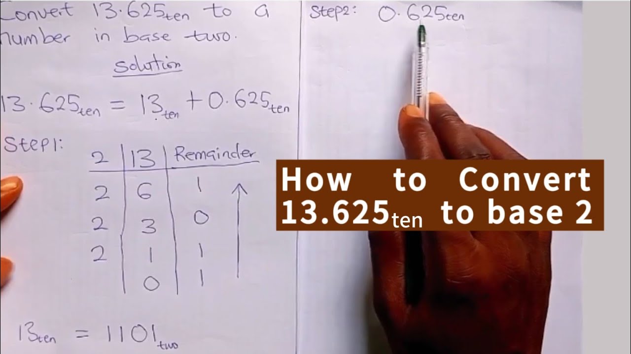 Convert 13.625 (Base 10) to Binary (Base 2) | Decimal to Binary Conversion Explained