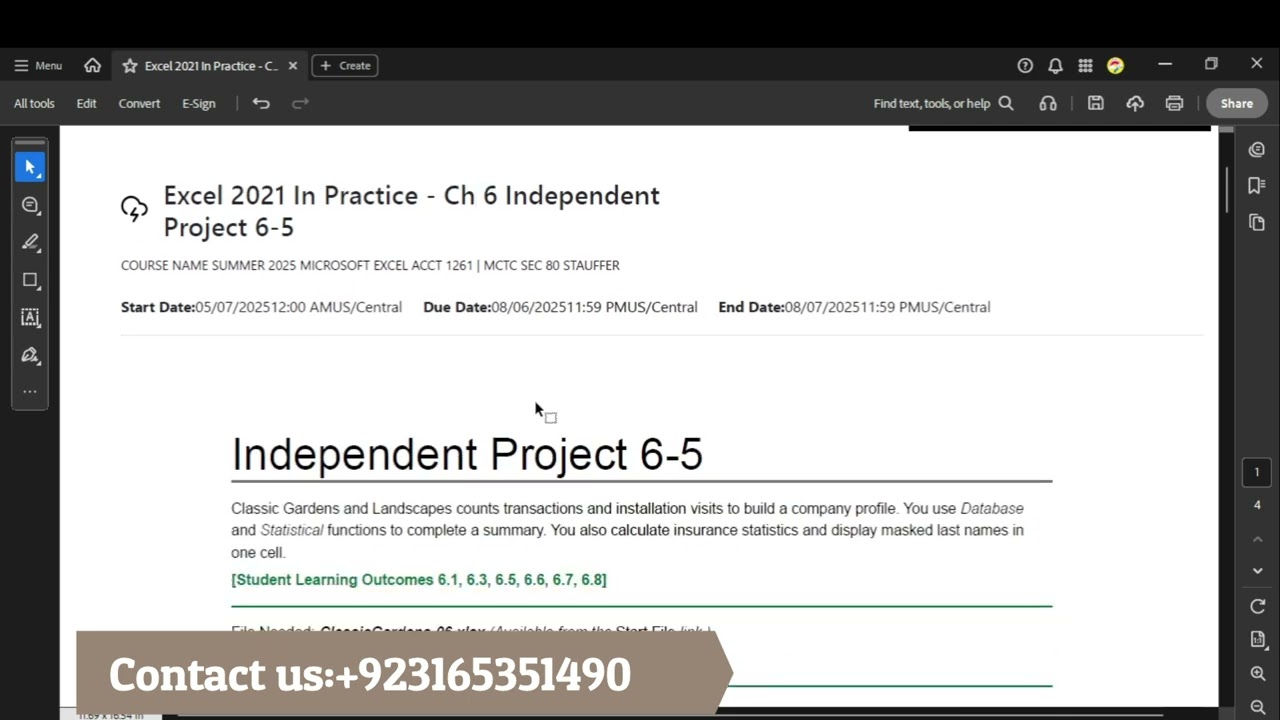 Excel 2021 In Practice - Ch 6 Independent Project 6-5 | Excel 2024 In Practice - Ch 6 Independent